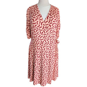 Women's 41 Hawthorn Pink & Red Elisse Ruched Sleeve Surplice Dress XL NWT